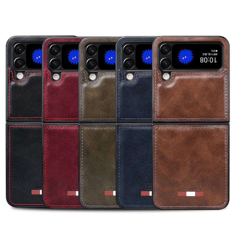 For Samsung Galaxy Z Flip4 VIETAO Plain Leather PU Phone Case