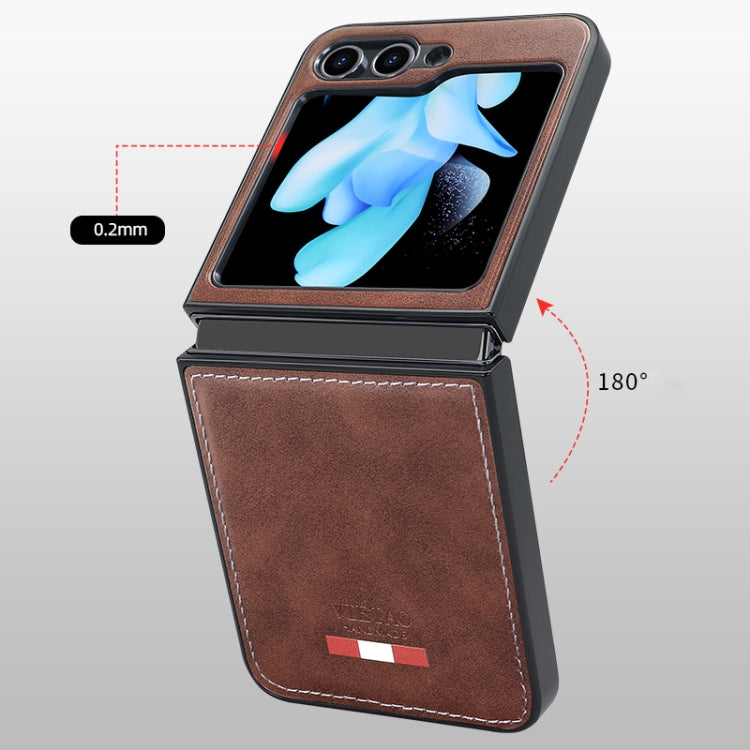 For Samsung Galaxy Z Flip5 VIETAO Plain Leather PU Phone Case
