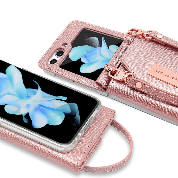 For Samsung Galaxy Z Flip5 VIETAO Portable Wallet Foldable PU Phone Case