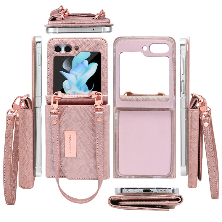 For Samsung Galaxy Z Flip5 VIETAO Portable Wallet Foldable PU Phone Case