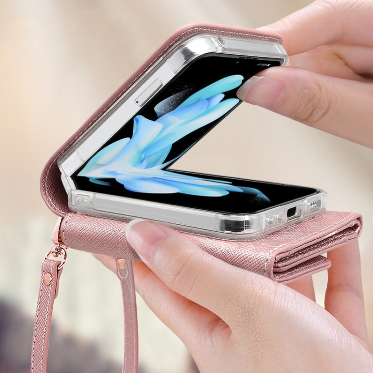 For Samsung Galaxy Z Flip5 VIETAO Portable Wallet Foldable PU Phone Case