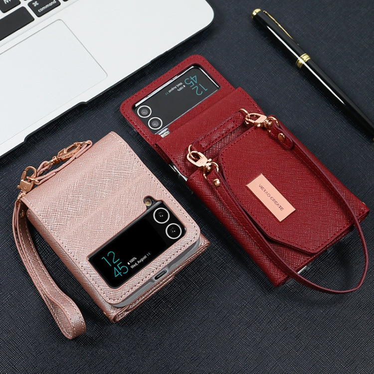 For Samsung Galaxy Z Flip4 VIETAO Portable Wallet Foldable PU Phone Case