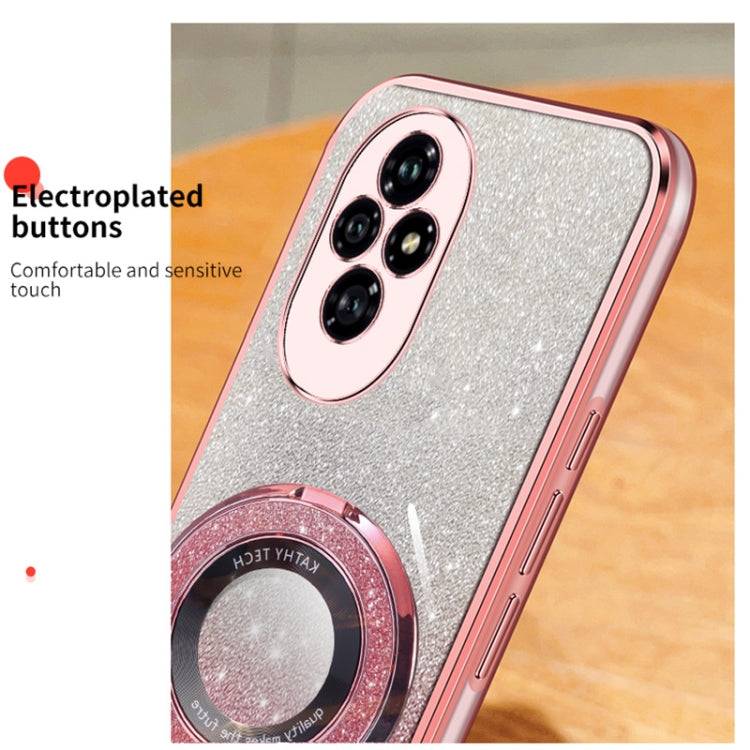 For Honor 200 Plated Gradient Glitter Round Holder TPU Phone Case