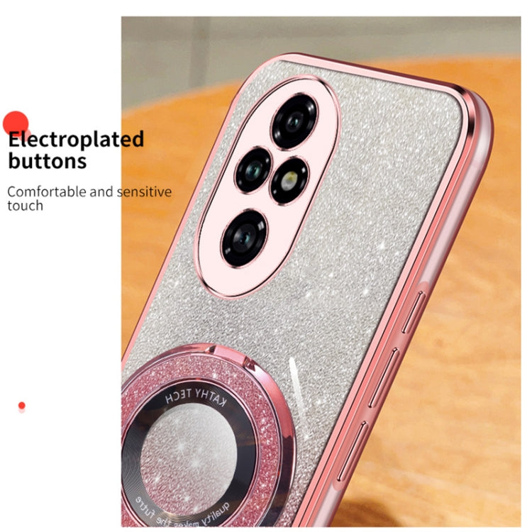 For Honor 200 Pro Plated Gradient Glitter Round Holder TPU Phone Case