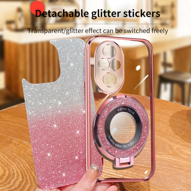 For Honor 200 Pro Plated Gradient Glitter Round Holder TPU Phone Case