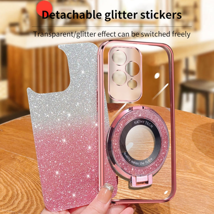 For Honor 200 Lite Global Plated Gradient Glitter Round Holder TPU Phone Case