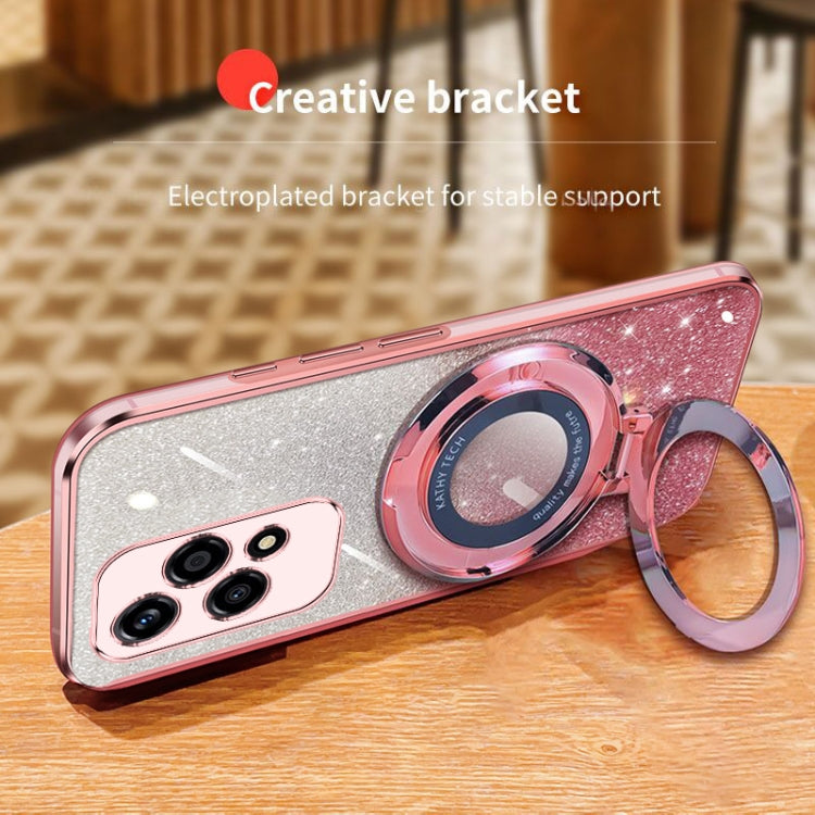 For Honor 200 Lite Global Plated Gradient Glitter Round Holder TPU Phone Case