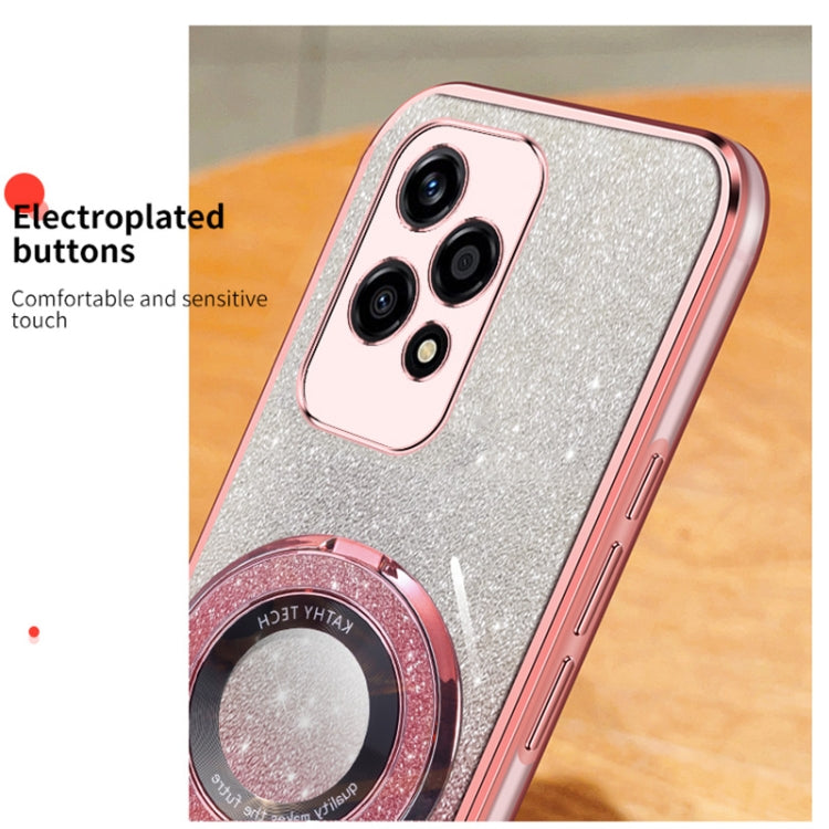 For Honor 200 Lite Global Plated Gradient Glitter Round Holder TPU Phone Case