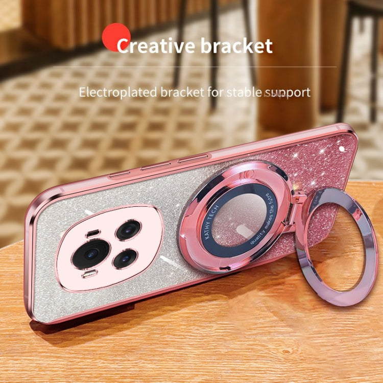 For Honor Magic6 Plated Gradient Glitter Round Holder TPU Phone Case