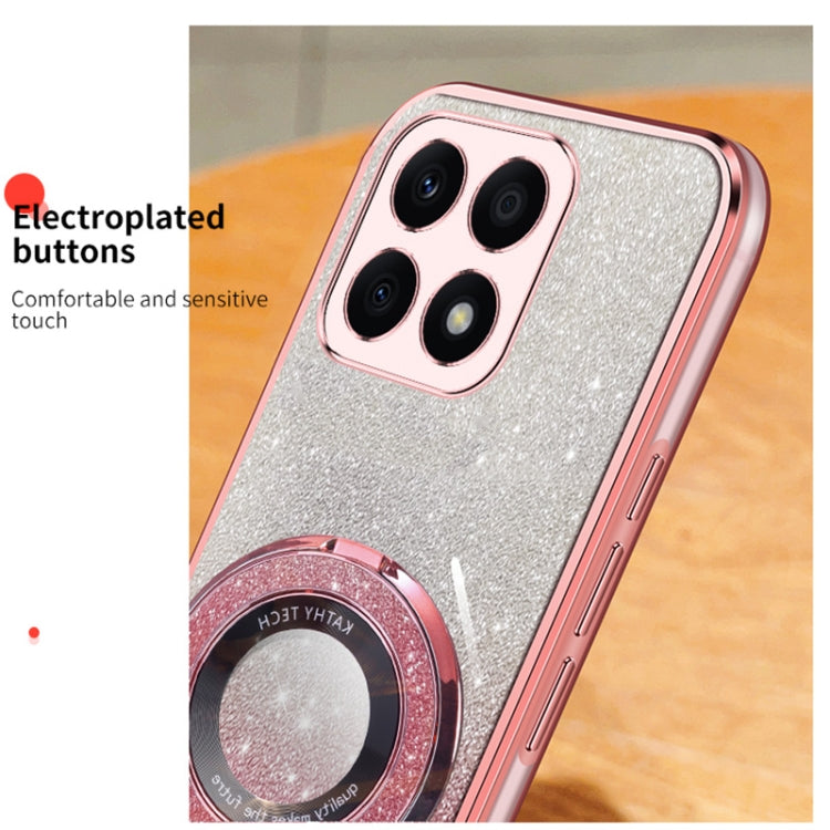 For Honor X8a Plated Gradient Glitter Round Holder TPU Phone Case