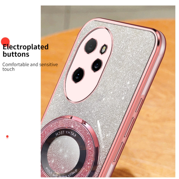 For Honor 100 Pro Plated Gradient Glitter Round Holder TPU Phone Case
