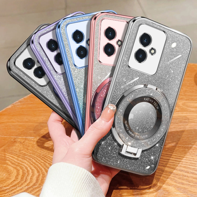 For Honor 100 Plated Gradient Glitter Round Holder TPU Phone Case
