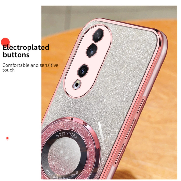 For Honor 90 Plated Gradient Glitter Round Holder TPU Phone Case