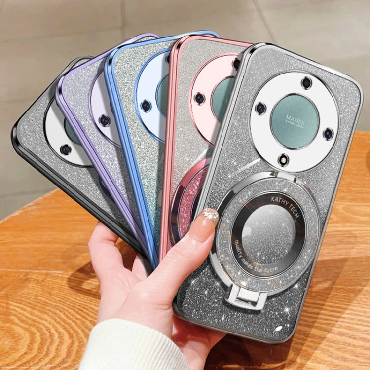For Honor X9a / X40 Plated Gradient Glitter Round Holder TPU Phone Case