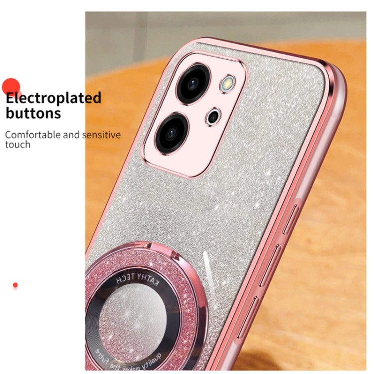 For Honor 80 SE Plated Gradient Glitter Round Holder TPU Phone Case
