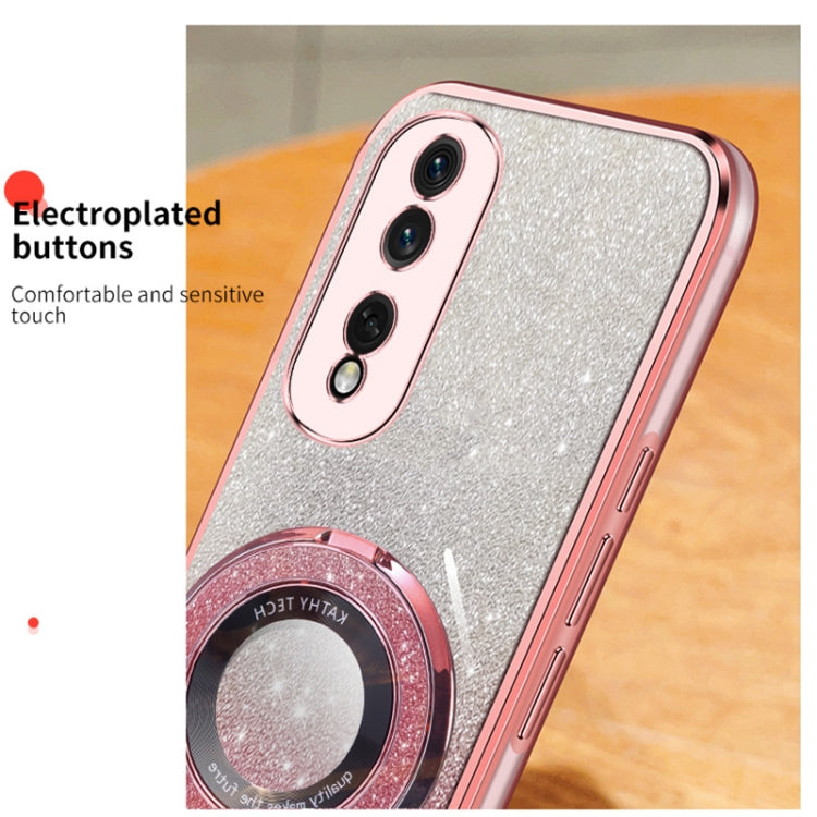 For Honor 80 Pro Plated Gradient Glitter Round Holder TPU Phone Case