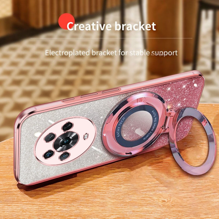 For Honor Magic4 Plated Gradient Glitter Round Holder TPU Phone Case