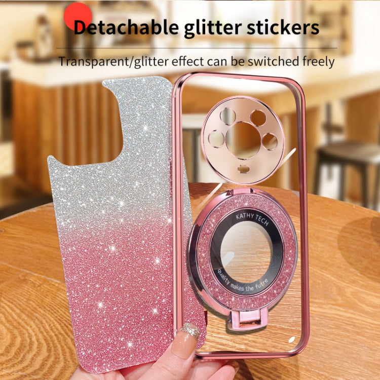 For Honor Magic4 Plated Gradient Glitter Round Holder TPU Phone Case