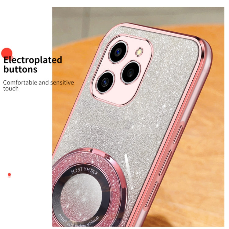 For Honor 60 SE Plated Gradient Glitter Round Holder TPU Phone Case