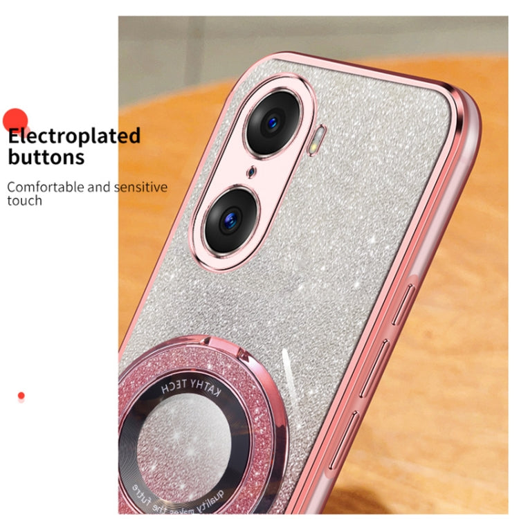For Honor 60 Pro Plated Gradient Glitter Round Holder TPU Phone Case