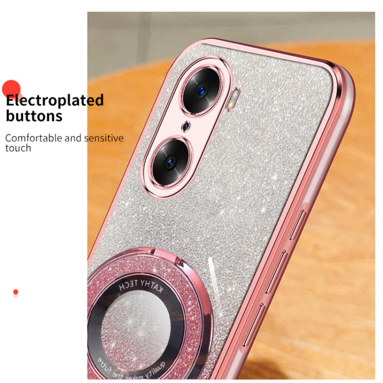 For Honor 60 Plated Gradient Glitter Round Holder TPU Phone Case