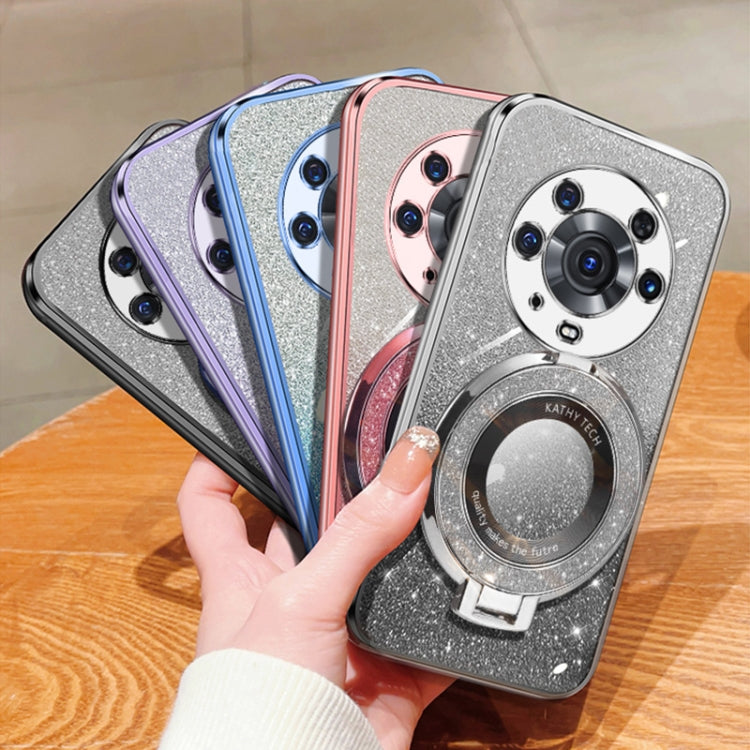 For Honor Magic3 Pro Plated Gradient Glitter Round Holder TPU Phone Case