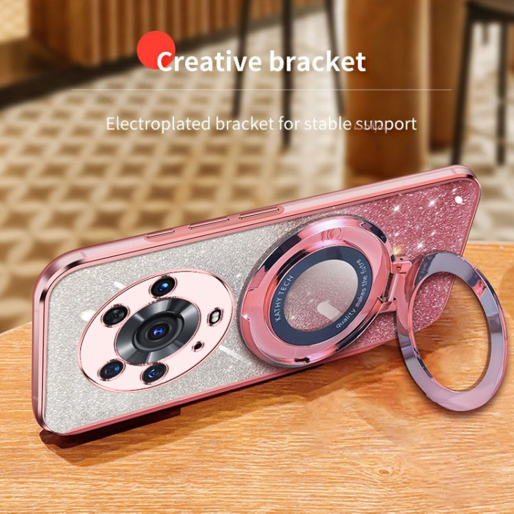 For Honor Magic3 Pro Plated Gradient Glitter Round Holder TPU Phone Case