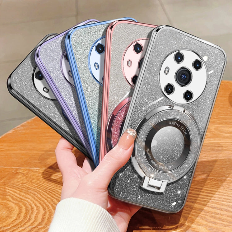 For Honor Magic3 Plated Gradient Glitter Round Holder TPU Phone Case