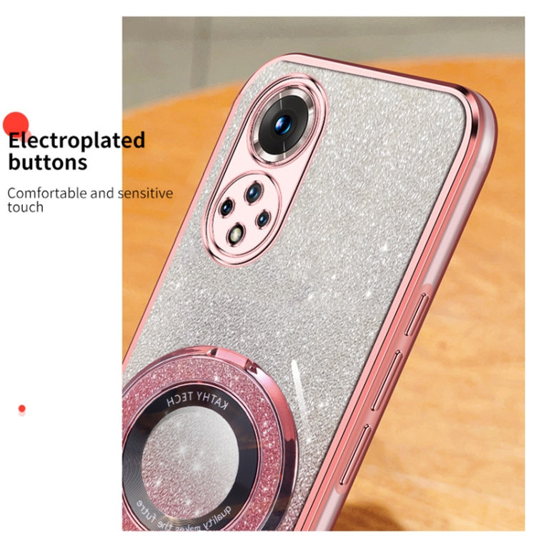 For Honor 50 Plated Gradient Glitter Round Holder TPU Phone Case