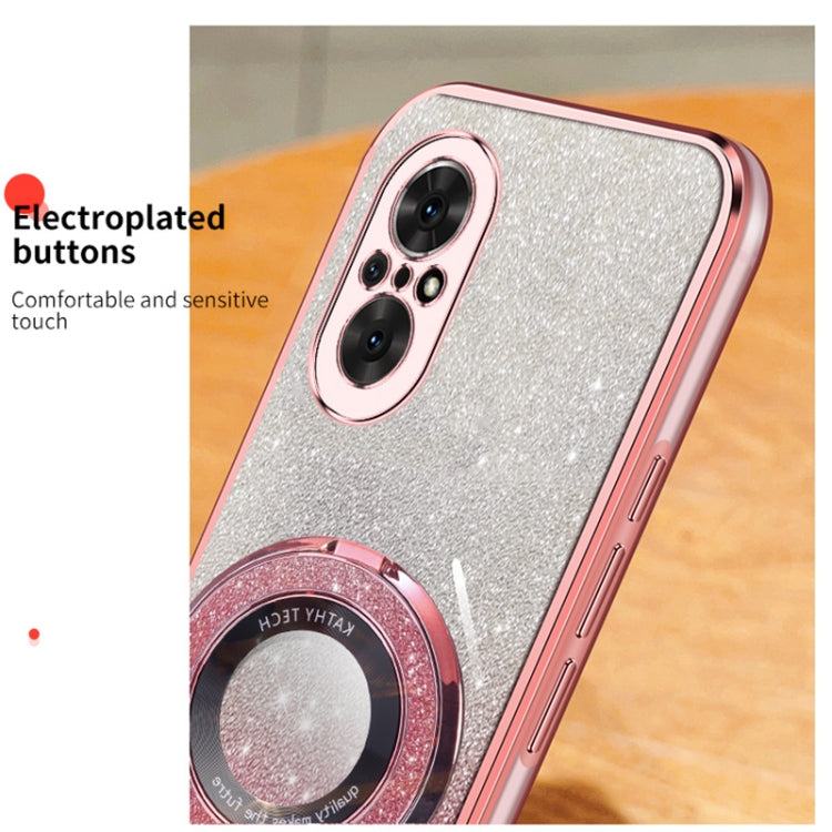 For Honor 50 SE Plated Gradient Glitter Round Holder TPU Phone Case