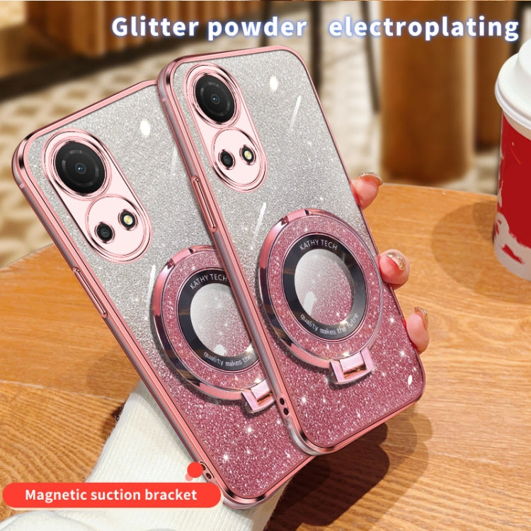 For Honor Play 30 Plus Plated Gradient Glitter Round Holder TPU Phone Case