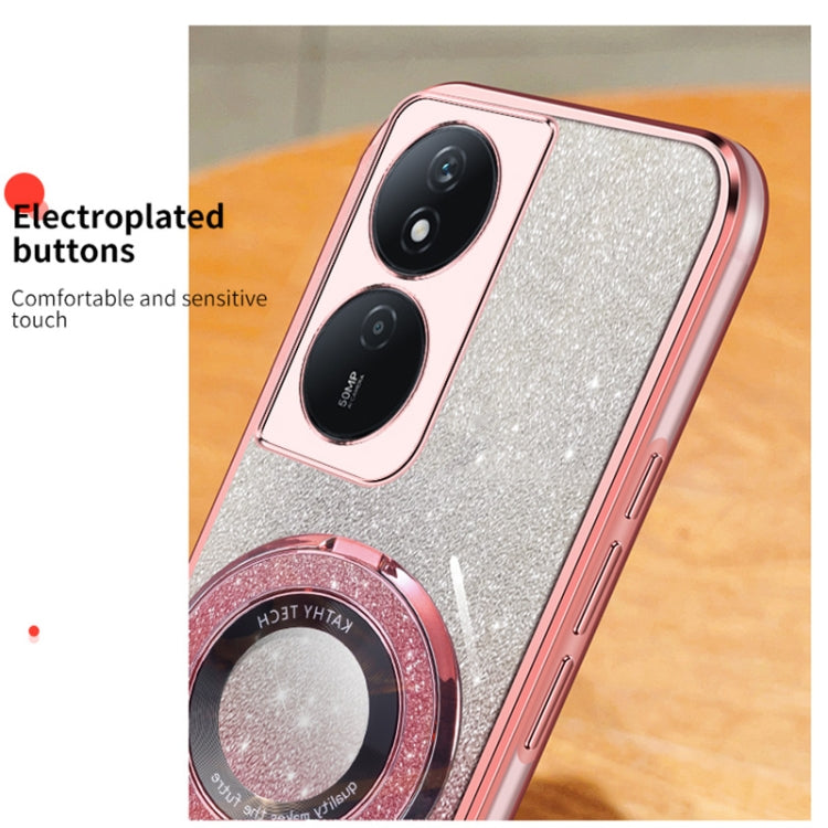 For Honor Play 50 Plus Plated Gradient Glitter Round Holder TPU Phone Case