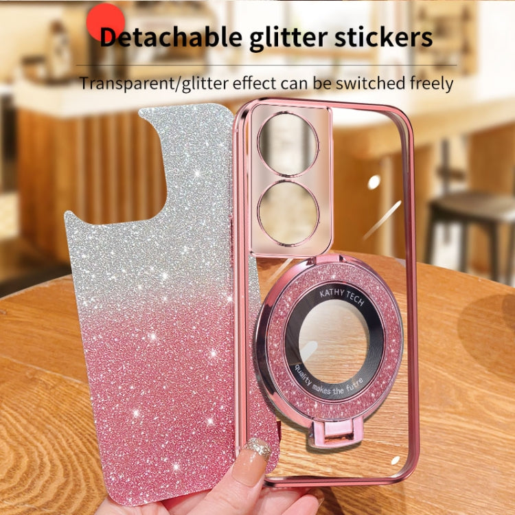 For Honor Play 50 Plus Plated Gradient Glitter Round Holder TPU Phone Case
