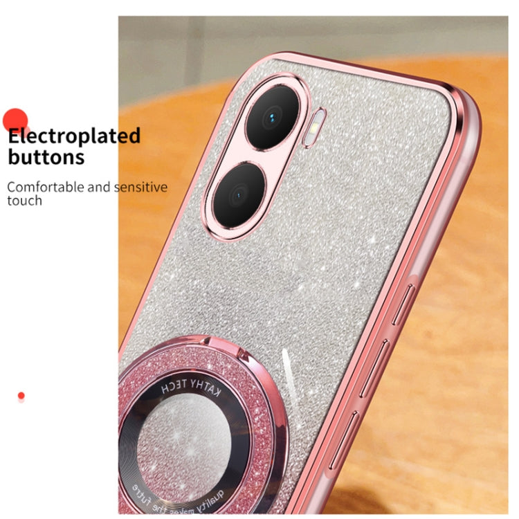 For Honor Play 40 Plus Plated Gradient Glitter Round Holder TPU Phone Case