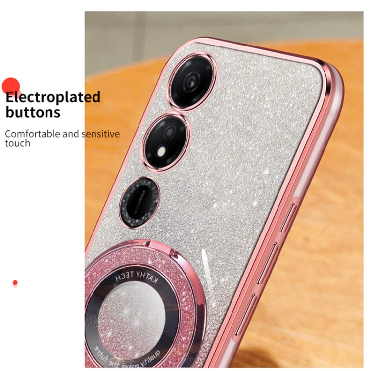 For Honor Play 40 Plated Gradient Glitter Round Holder TPU Phone Case