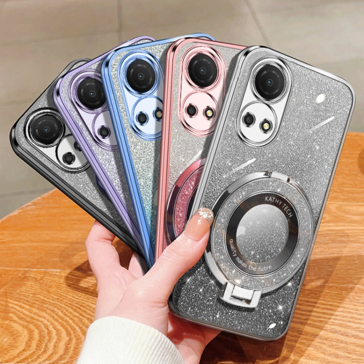 For Honor Play 50 Plus Plated Gradient Glitter Round Holder TPU Phone Case