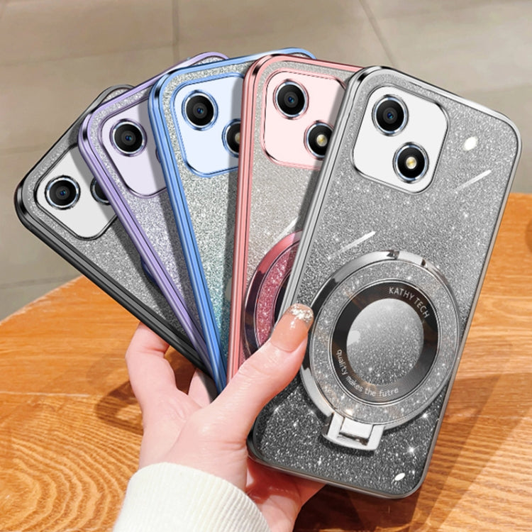 For Honor Play 30 Plated Gradient Glitter Round Holder TPU Phone Case