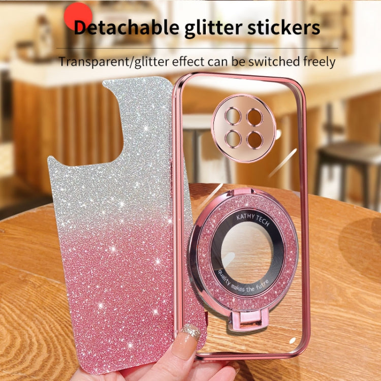 For Honor X20 Plated Gradient Glitter Round Holder TPU Phone Case