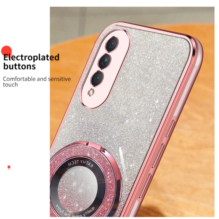 For Honor X20 SE Plated Gradient Glitter Round Holder TPU Phone Case