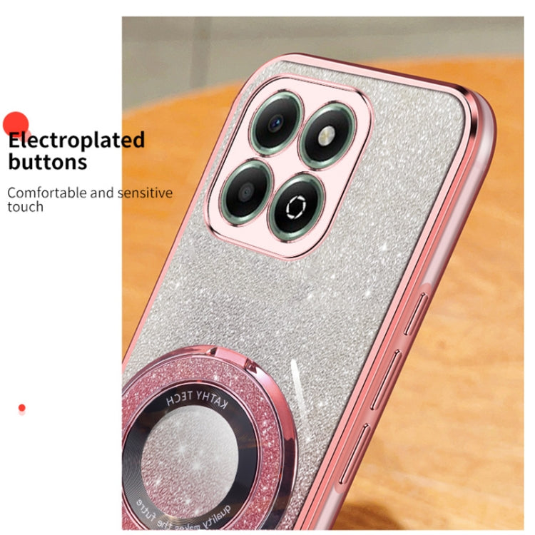 For Honor X6b Plated Gradient Glitter Round Holder TPU Phone Case