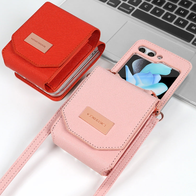 For Samsung Galaxy Z Flip5 VIETAO Portable Organ Style Wallet PU Phone Case