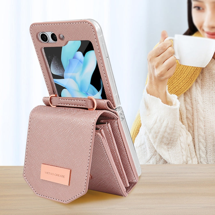 For Samsung Galaxy Z Flip5 VIETAO Portable Organ Style Wallet PU Phone Case