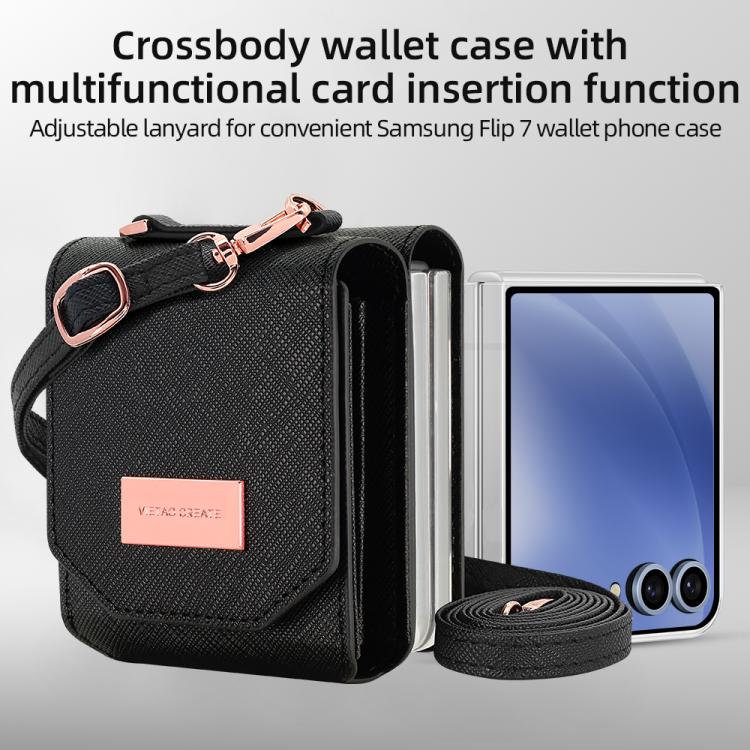 For Samsung Galaxy Z Flip7 5G VIETAO Portable Organ Style Wallet PU Phone Case