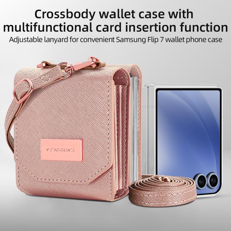 For Samsung Galaxy Z Flip7 5G VIETAO Portable Organ Style Wallet PU Phone Case