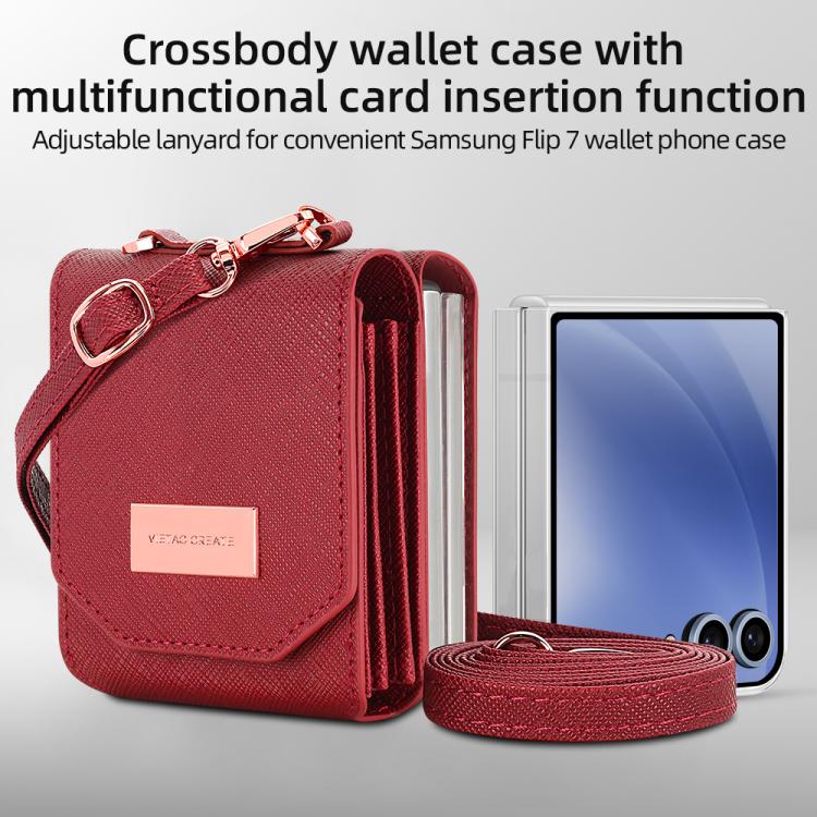 For Samsung Galaxy Z Flip7 5G VIETAO Portable Organ Style Wallet PU Phone Case