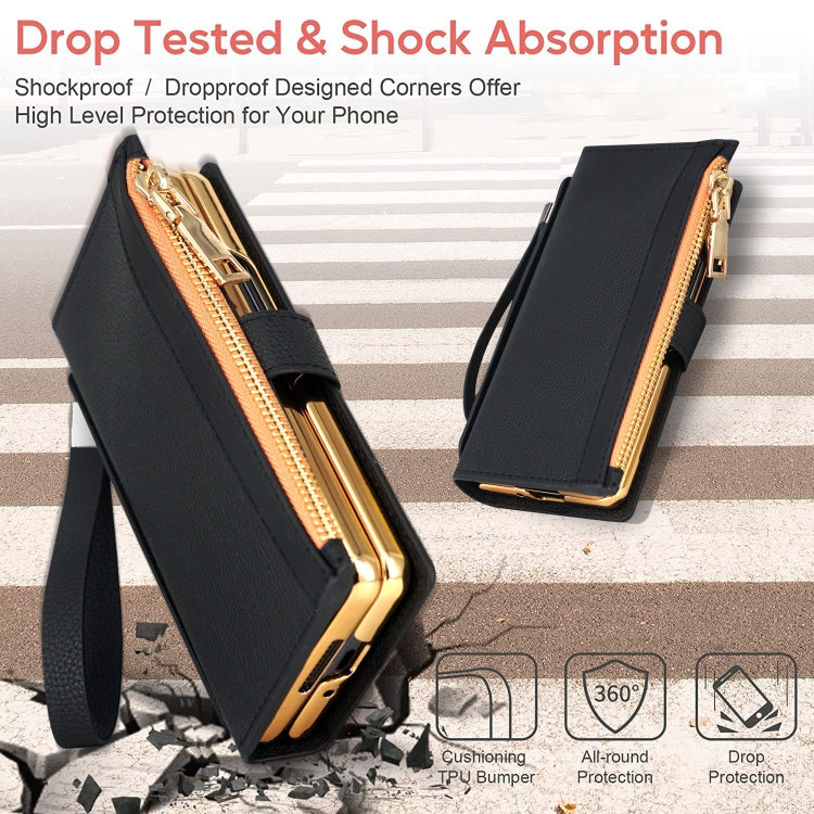 For Samsung Galaxy Z Fold6 VIETAO RFID Wallet Leather Phone Case with Wrist Strap