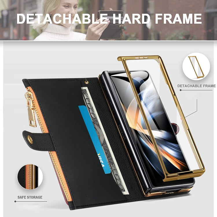 For Samsung Galaxy Z Fold5 VIETAO RFID Wallet Leather Phone Case with Wrist Strap