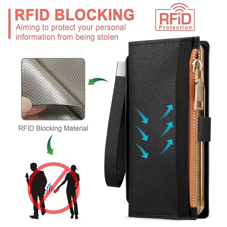 For Samsung Galaxy Z Fold5 VIETAO RFID Wallet Leather Phone Case with Wrist Strap