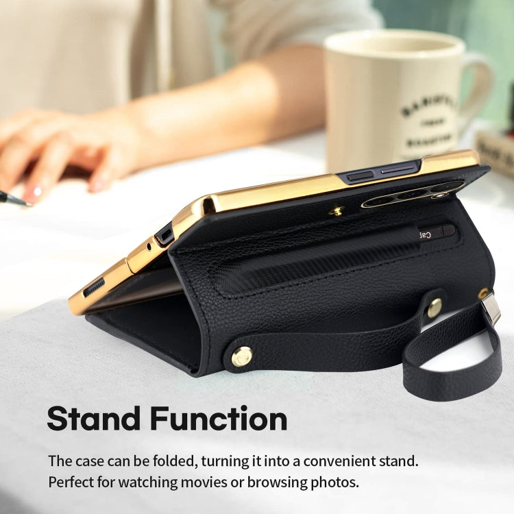 For Samsung Galaxy Z Fold5 VIETAO RFID Wallet Leather Phone Case with Wrist Strap