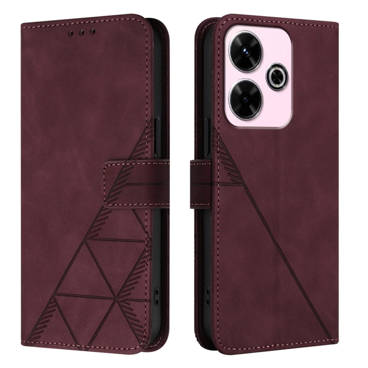 For Redmi 13 4G / Note 13R Crossbody 3D Embossed Flip Leather Phone Case
